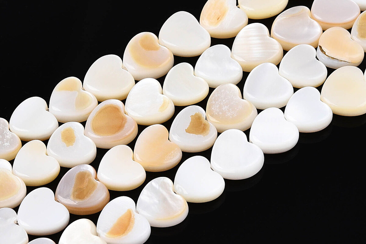 Margele sidef natural Freshwater Shell inima 6x6mm (sirag) - bej