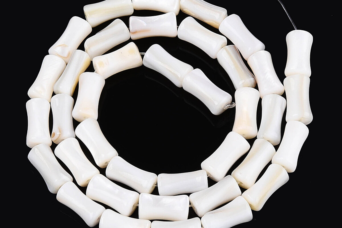 Margele sidef natural Freshwater Shell forma bambus 9,5-10x4,5-5,5mm (sirag)