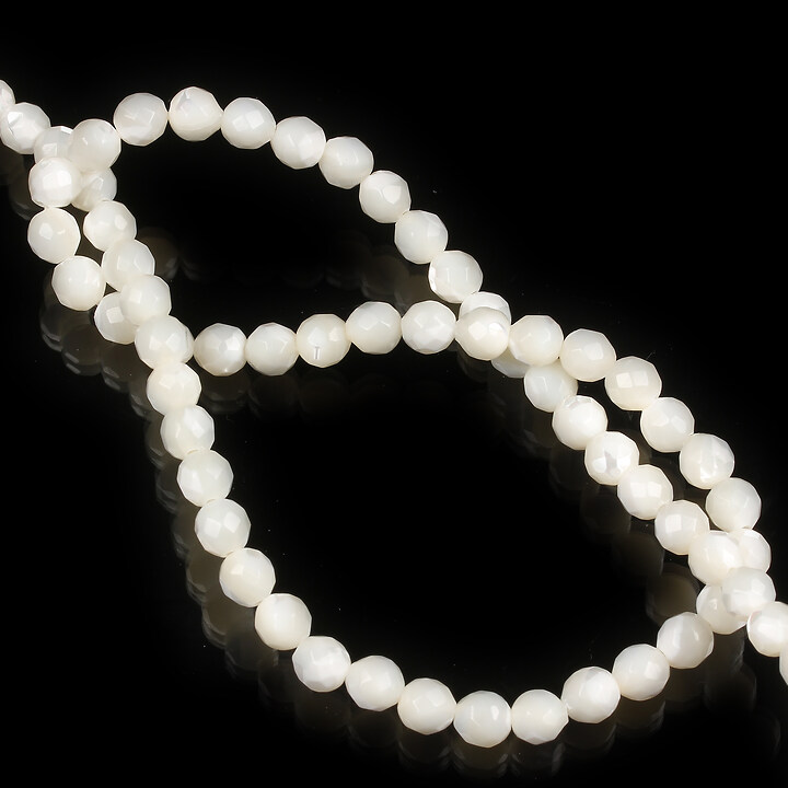 Margele sidef natural sfere fatetate 6-6,5mm (sirag)