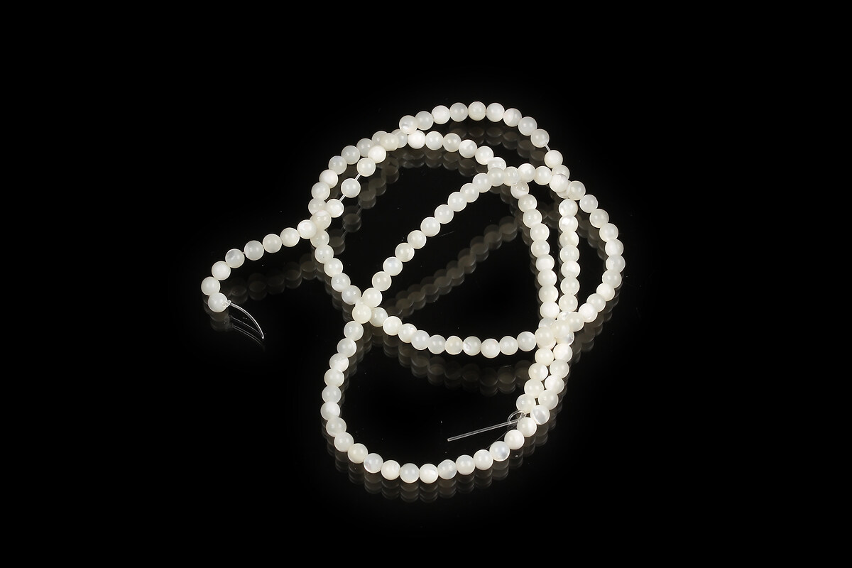 Margele sidef natural alb sfere 3mm (sirag)