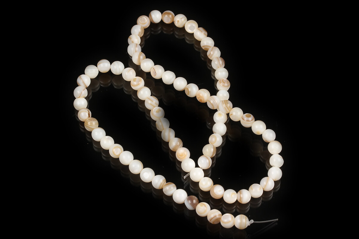 Margele sidef natural Freshwater Shell sfere 5mm (sirag)