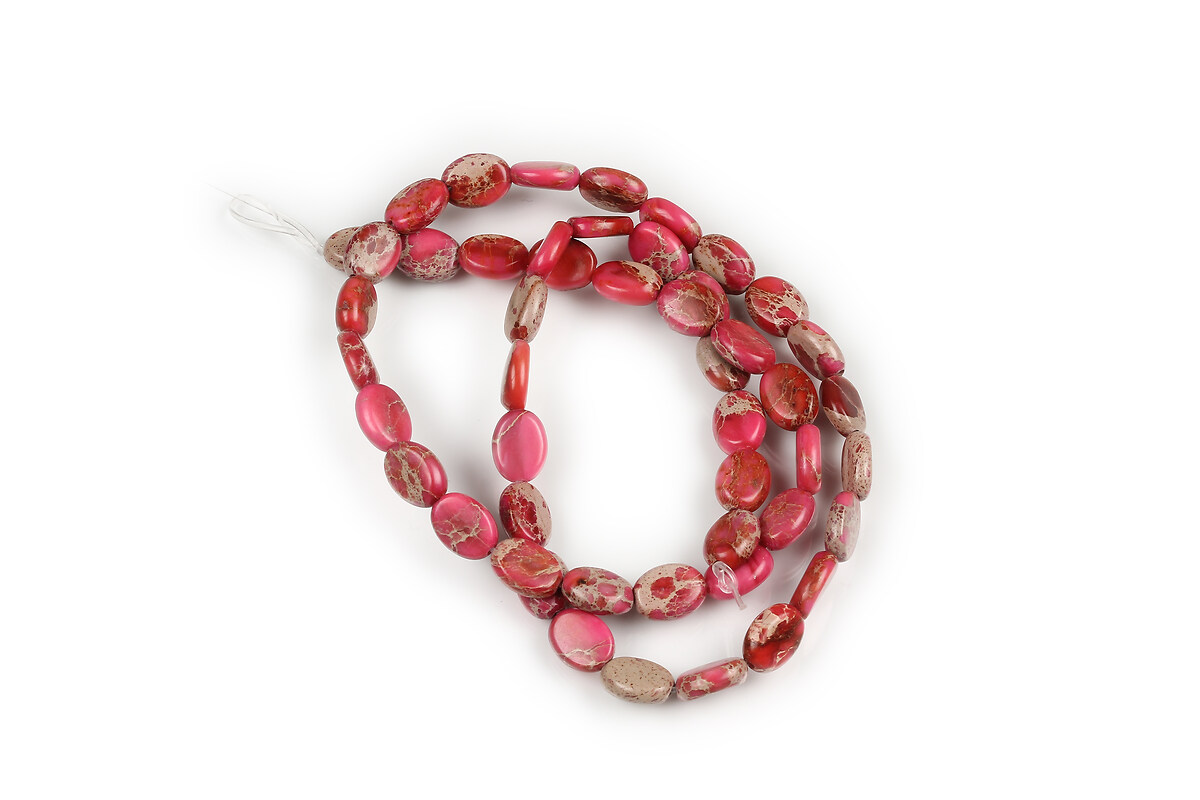 Margele regalite (Imperial Jasper) roz oval 8x6mm (sirag)