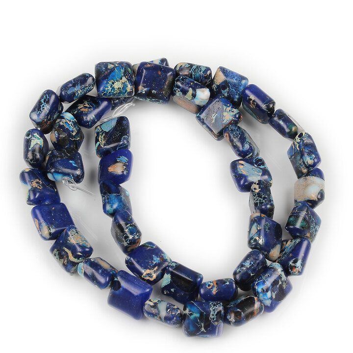 Margele regalite (Imperial Jasper) albastru inchis pernute 10x10mm (sirag)