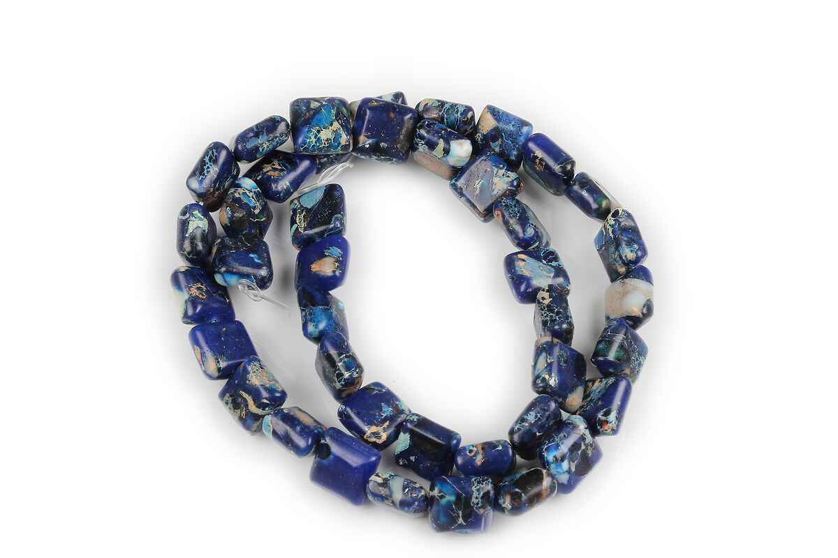 Margele regalite de sinteza (Imperial Jasper) albastru inchis pernute 10x10mm (sirag)