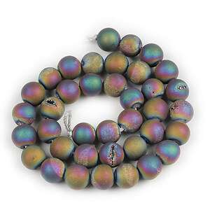 Margele agate druzy geode efect mat sfere 10mm (sirag) - placat multicolor