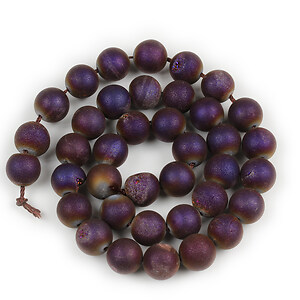 Margele agate druzy geode efect mat sfere 10mm (sirag) - placat mov