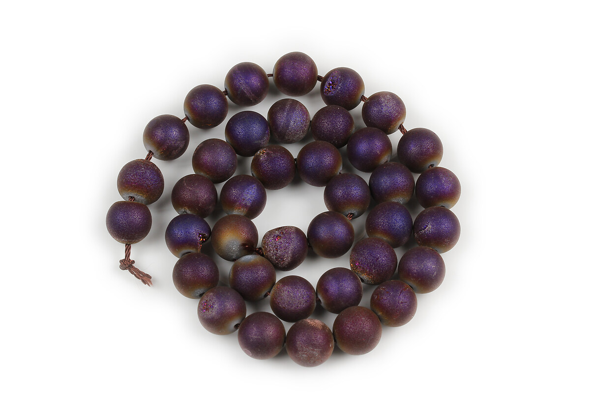 Margele agate druzy geode efect mat sfere 10mm (sirag) - placat mov