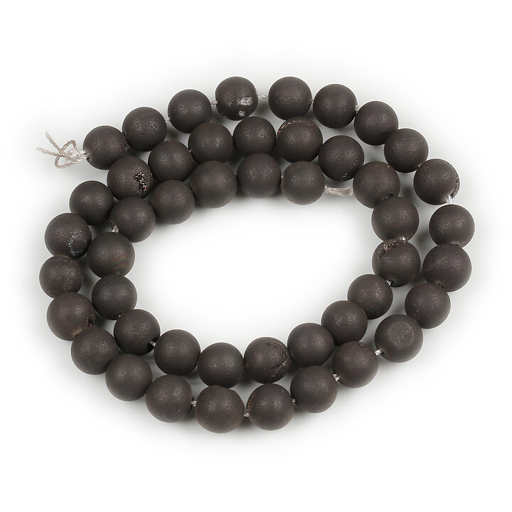 Margele agate druzy geode efect mat sfere 8mm (sirag) - placat negru
