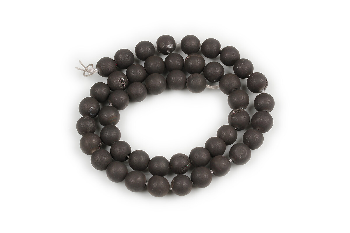 Margele agate druzy geode efect mat sfere 8mm (sirag) - placat negru