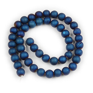 Margele agate druzy geode efect mat sfere 8mm (sirag) - placat albastru