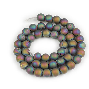 Margele agate druzy geode efect mat sfere 8mm (sirag) - placat multicolor