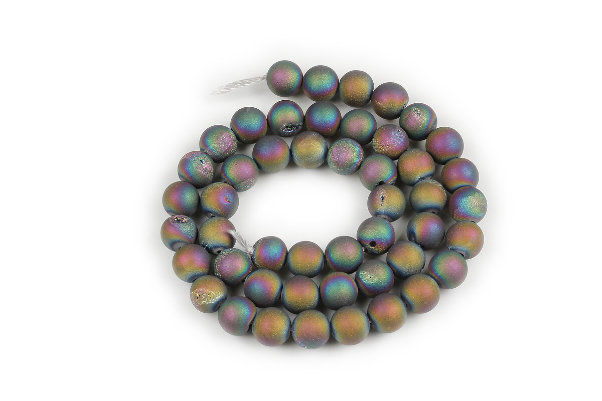 Margele agate druzy geode efect mat sfere 8mm (sirag) - placat multicolor