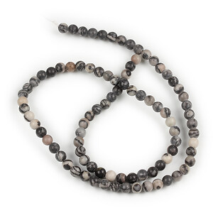 Margele Netstone Jasper (Black Silk) gri sfere 4-5mm (sirag)