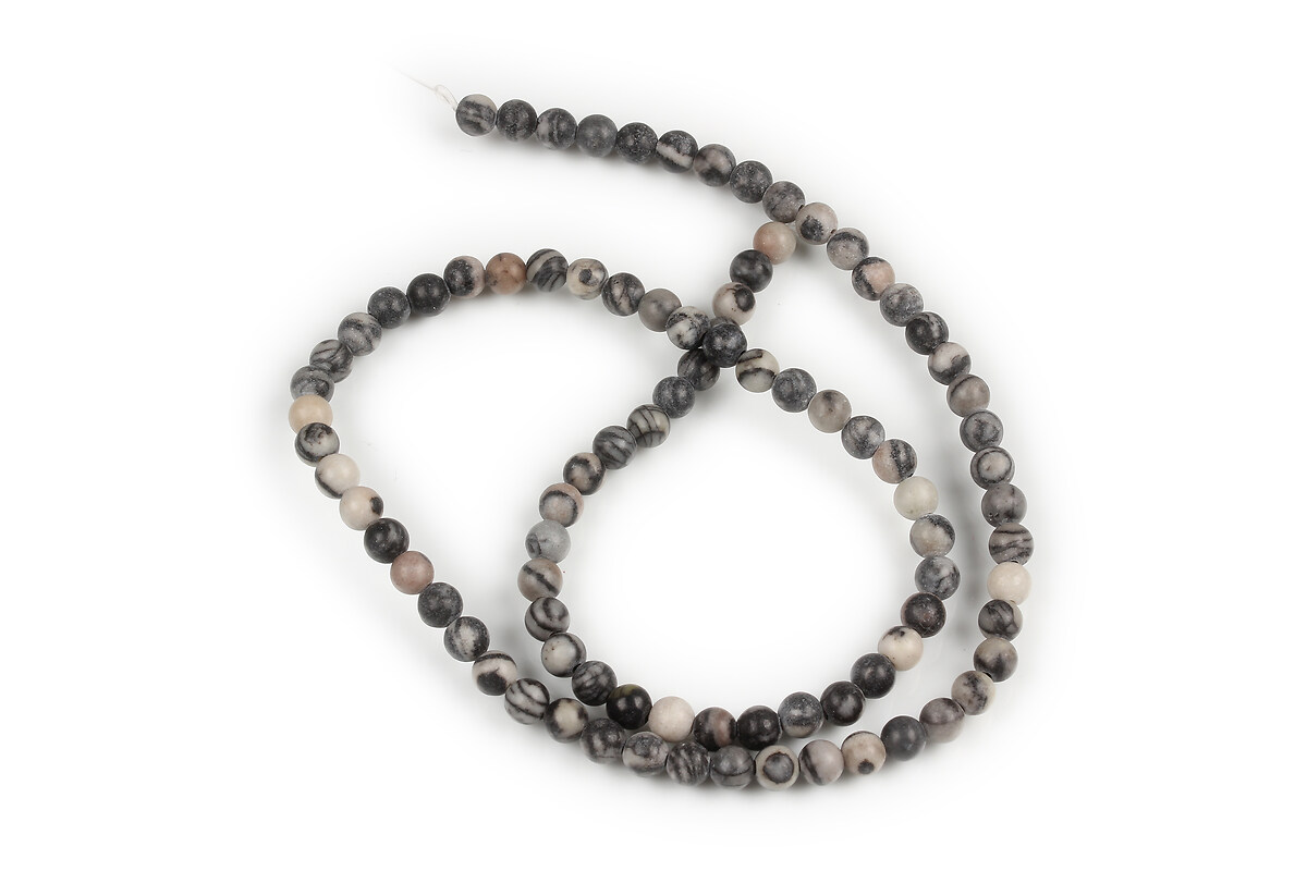 Margele Netstone Jasper (Black Silk) gri sfere 4-5mm (sirag)