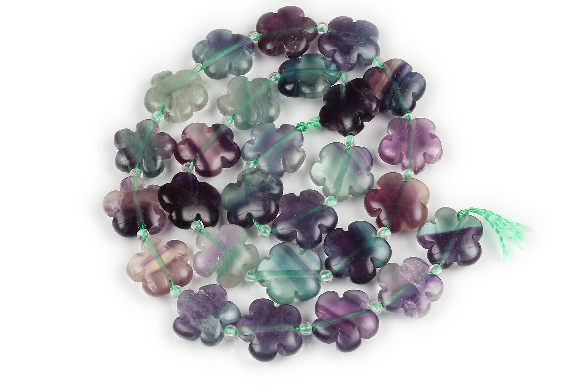 Margele fluorit floare 15mm (sirag)