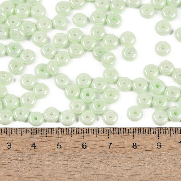 Margele de nisip de sticla rondele 3x6,5mm (50g) - verde deschis luster