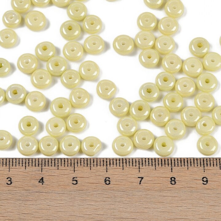 Margele de nisip de sticla rondele 3x6,5mm (50g) - verde kaki deschis luster