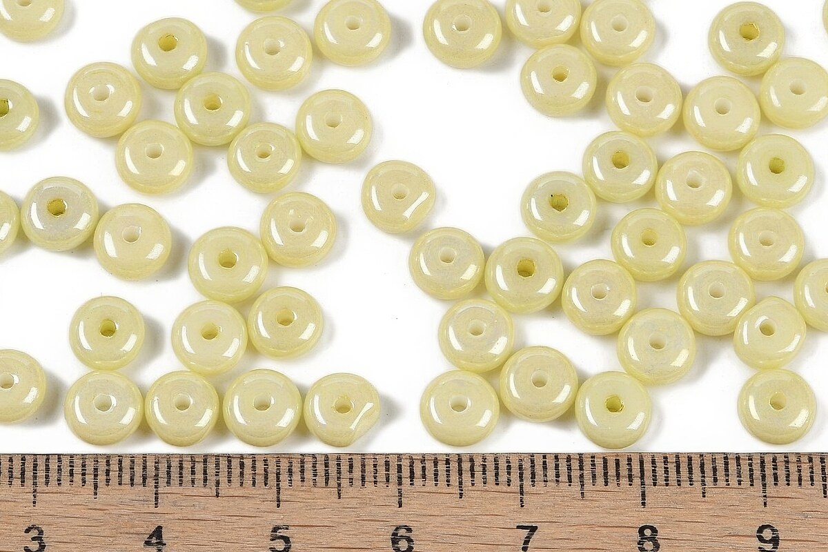 Margele de nisip de sticla rondele 3x6,5mm (50g) - verde kaki deschis luster