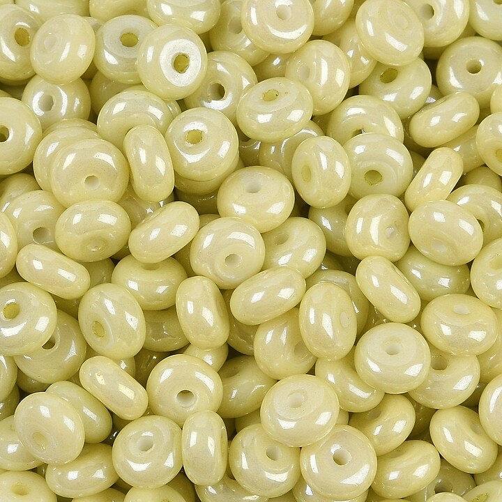 Margele de nisip de sticla rondele 3x6,5mm (50g) - verde kaki deschis luster