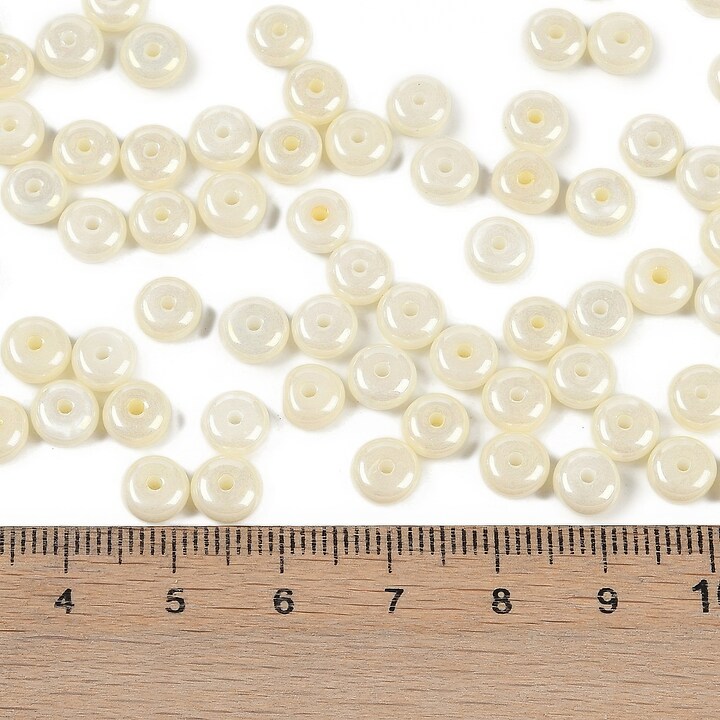 Margele de nisip de sticla rondele 3x6,5mm (50g) - crem luster