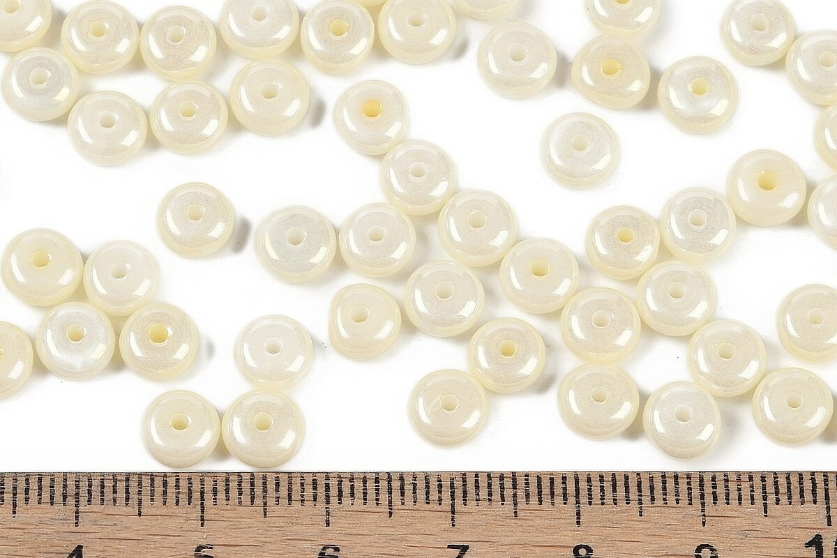 Margele de nisip de sticla rondele 3x6,5mm (50g) - crem luster