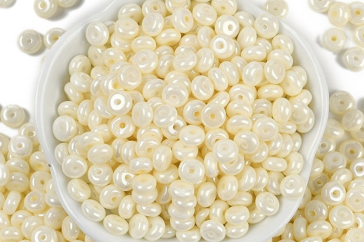 Margele de nisip de sticla rondele 3x6,5mm (50g) - crem luster