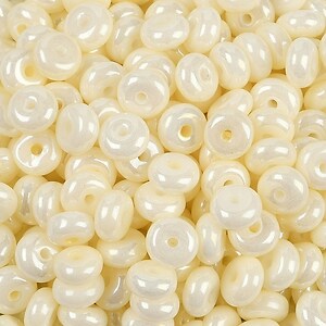 Margele de nisip de sticla rondele 3x6,5mm (50g) - crem luster