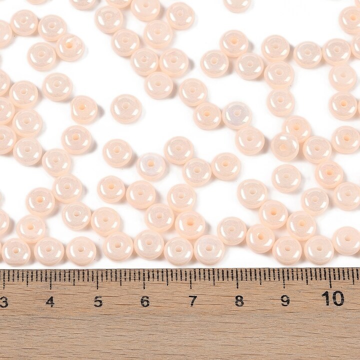 Margele de nisip de sticla rondele 3x6,5mm (50g) - roz somon luster