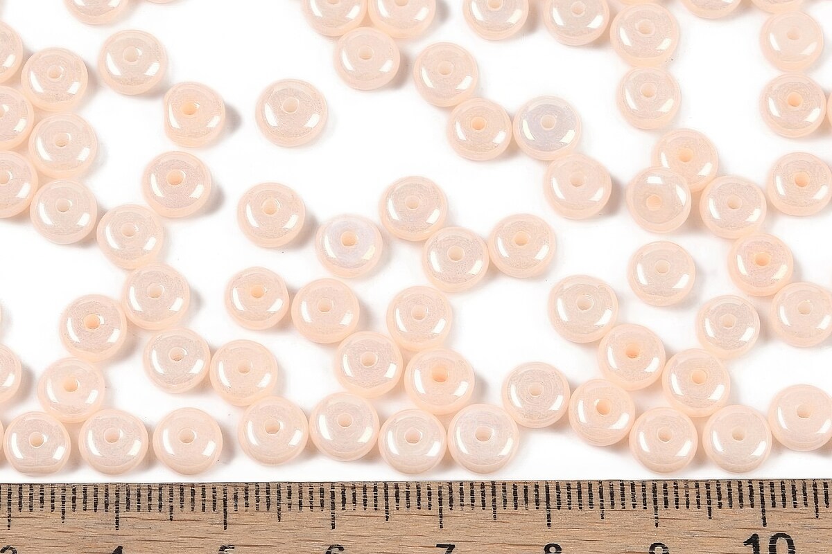 Margele de nisip de sticla rondele 3x6,5mm (50g) - roz somon luster