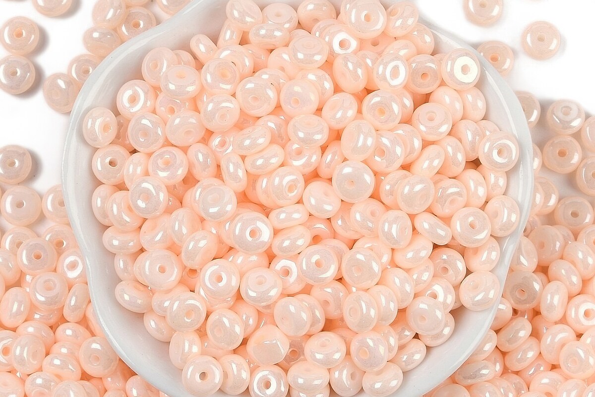 Margele de nisip de sticla rondele 3x6,5mm (50g) - roz somon luster