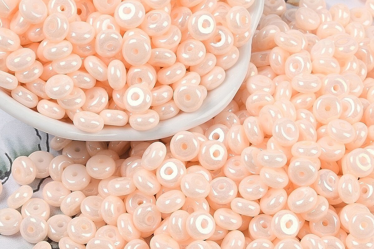 Margele de nisip de sticla rondele 3x6,5mm (50g) - roz somon luster