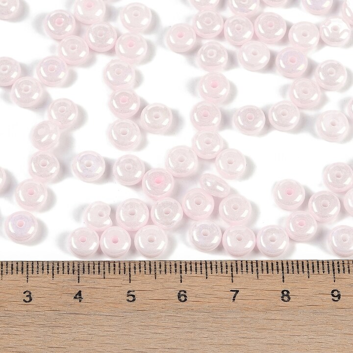 Margele de nisip de sticla rondele 3x6,5mm (50g) - roz deschis luster