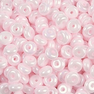Margele de nisip de sticla rondele 3x6,5mm (50g) - roz deschis luster