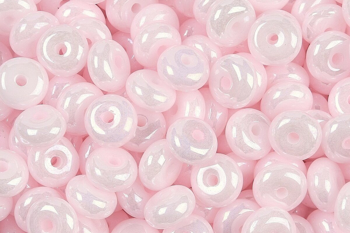 Margele de nisip de sticla rondele 3x6,5mm (50g) - roz deschis luster