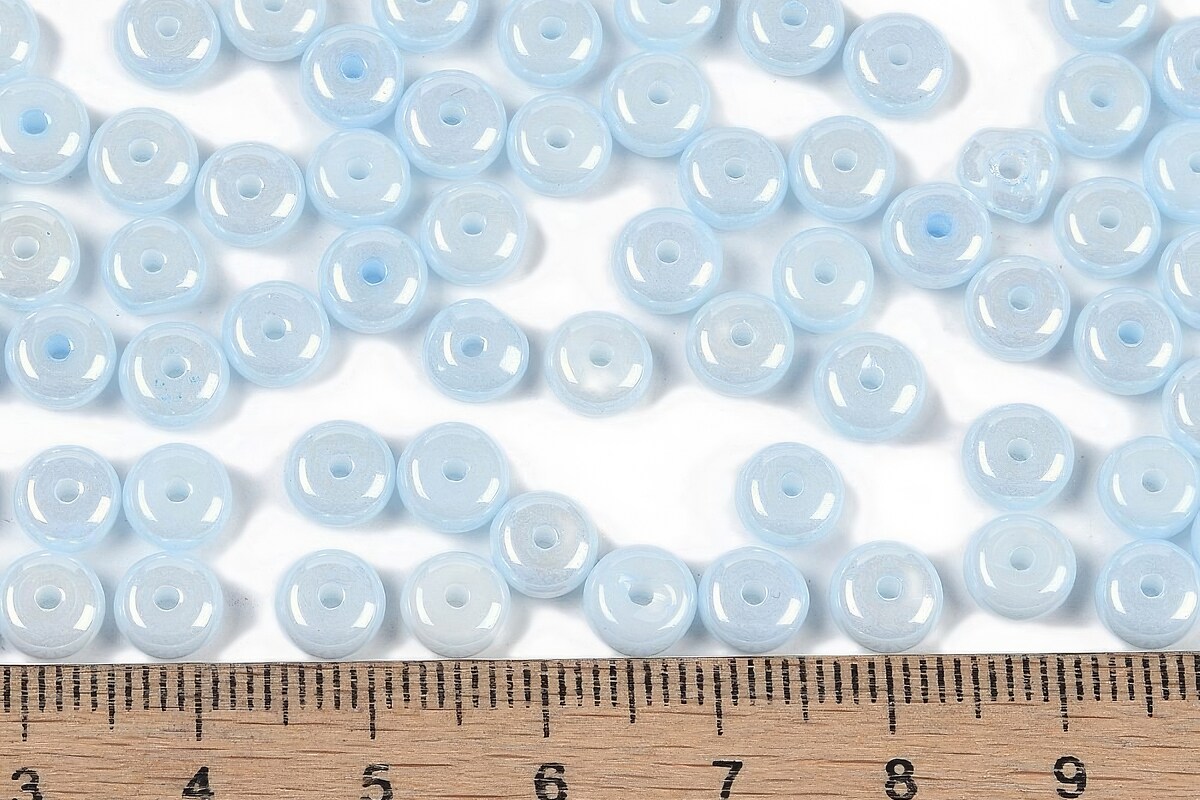 Margele de nisip de sticla rondele 3x6,5mm (50g) - albastru luster