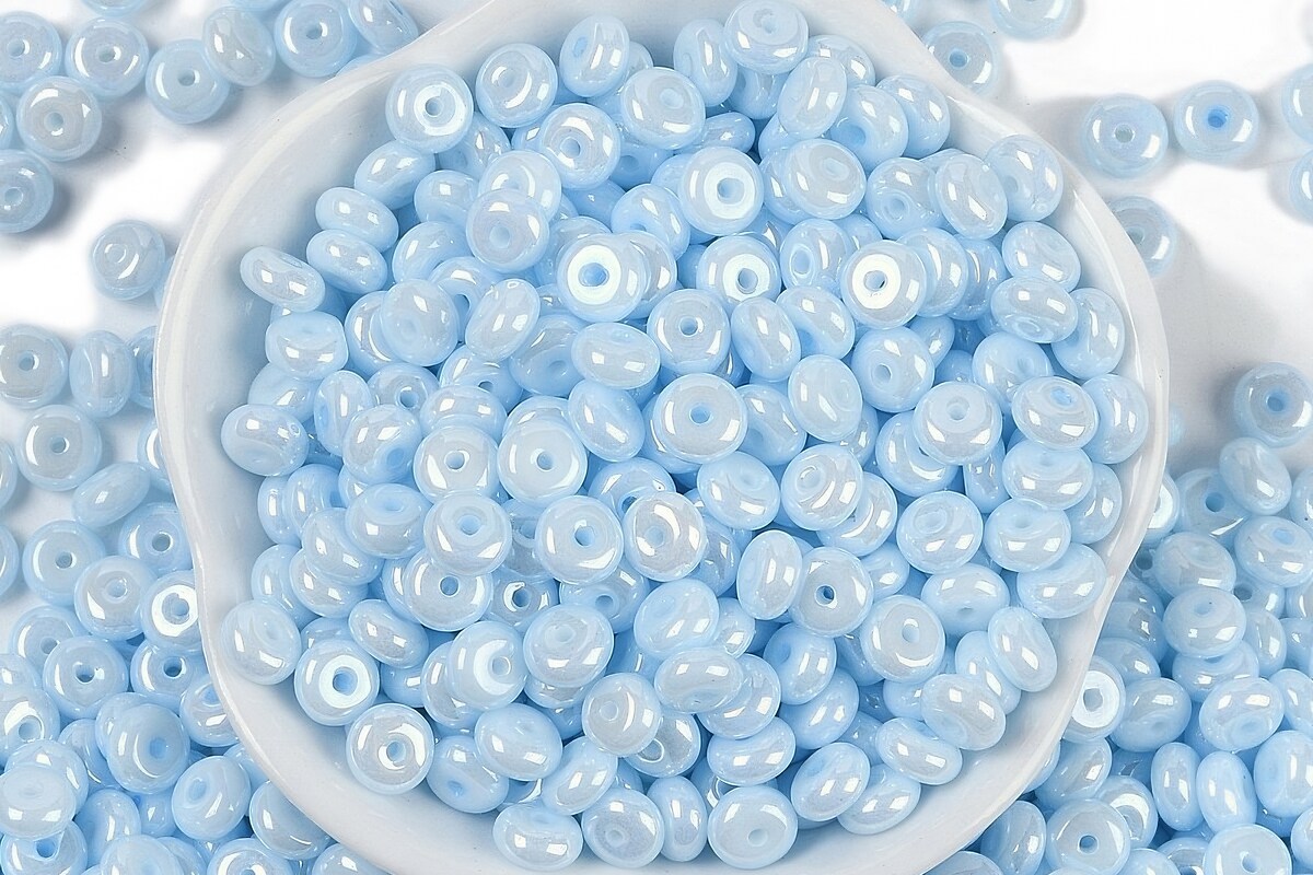 Margele de nisip de sticla rondele 3x6,5mm (50g) - albastru luster