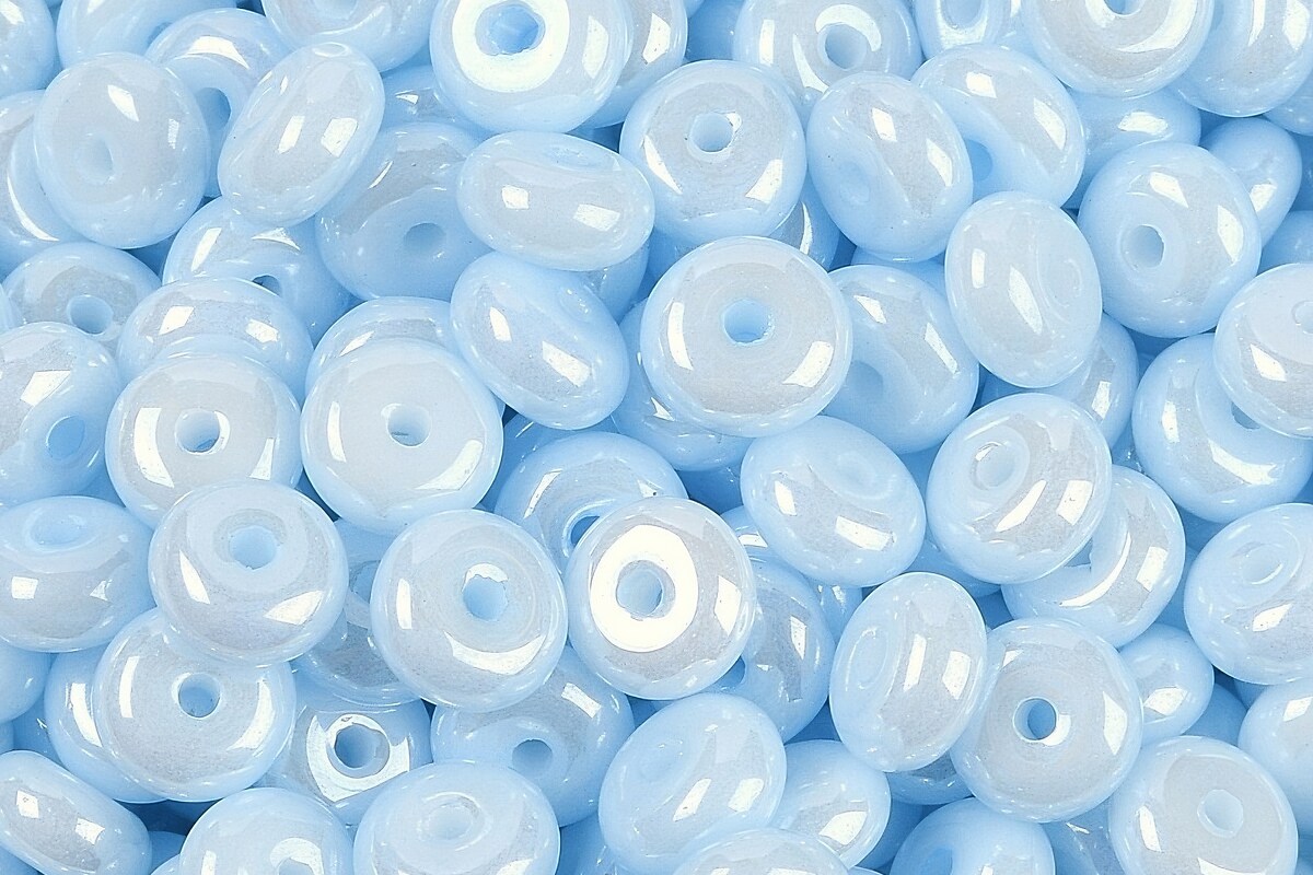 Margele de nisip de sticla rondele 3x6,5mm (50g) - albastru luster