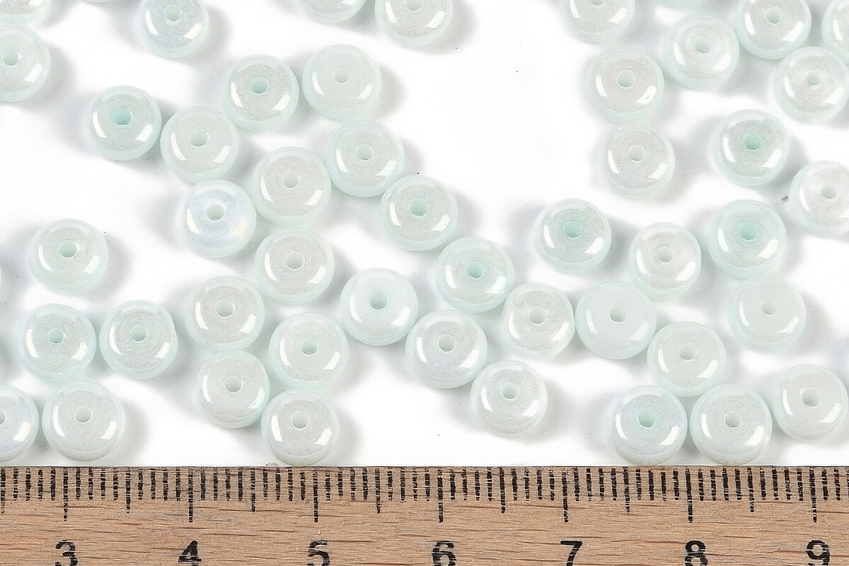 Margele de nisip de sticla rondele 3x6,5mm (50g) - turcoaz deschis luster