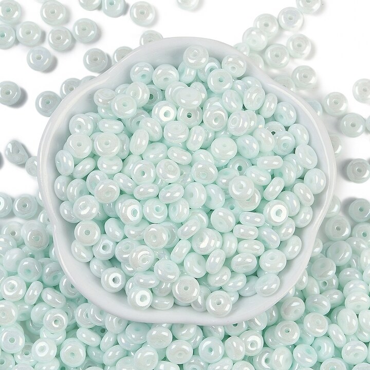 Margele de nisip de sticla rondele 3x6,5mm (50g) - turcoaz deschis luster