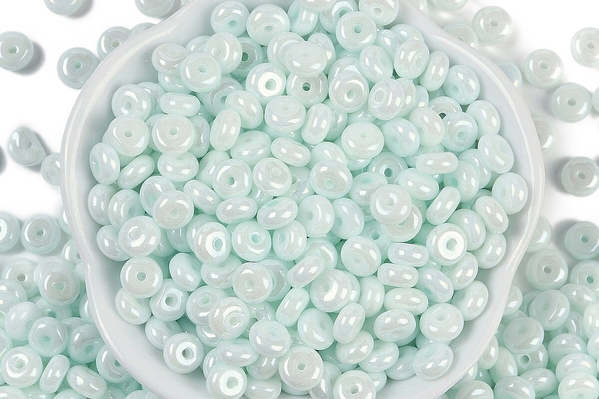 Margele de nisip de sticla rondele 3x6,5mm (50g) - turcoaz deschis luster