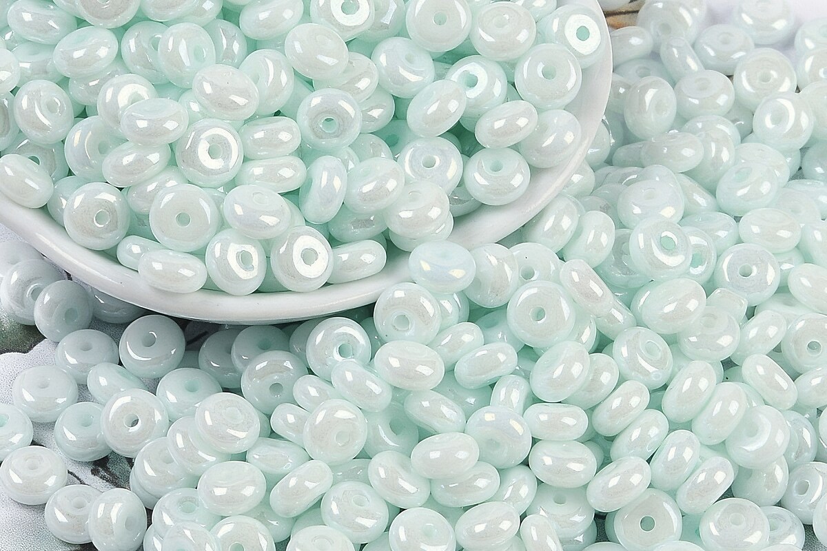 Margele de nisip de sticla rondele 3x6,5mm (50g) - turcoaz deschis luster