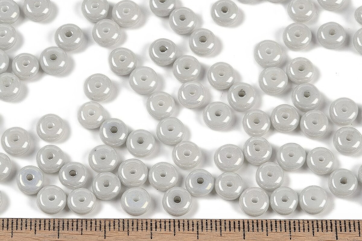 Margele de nisip de sticla rondele 3x6,5mm (50g) - gri luster