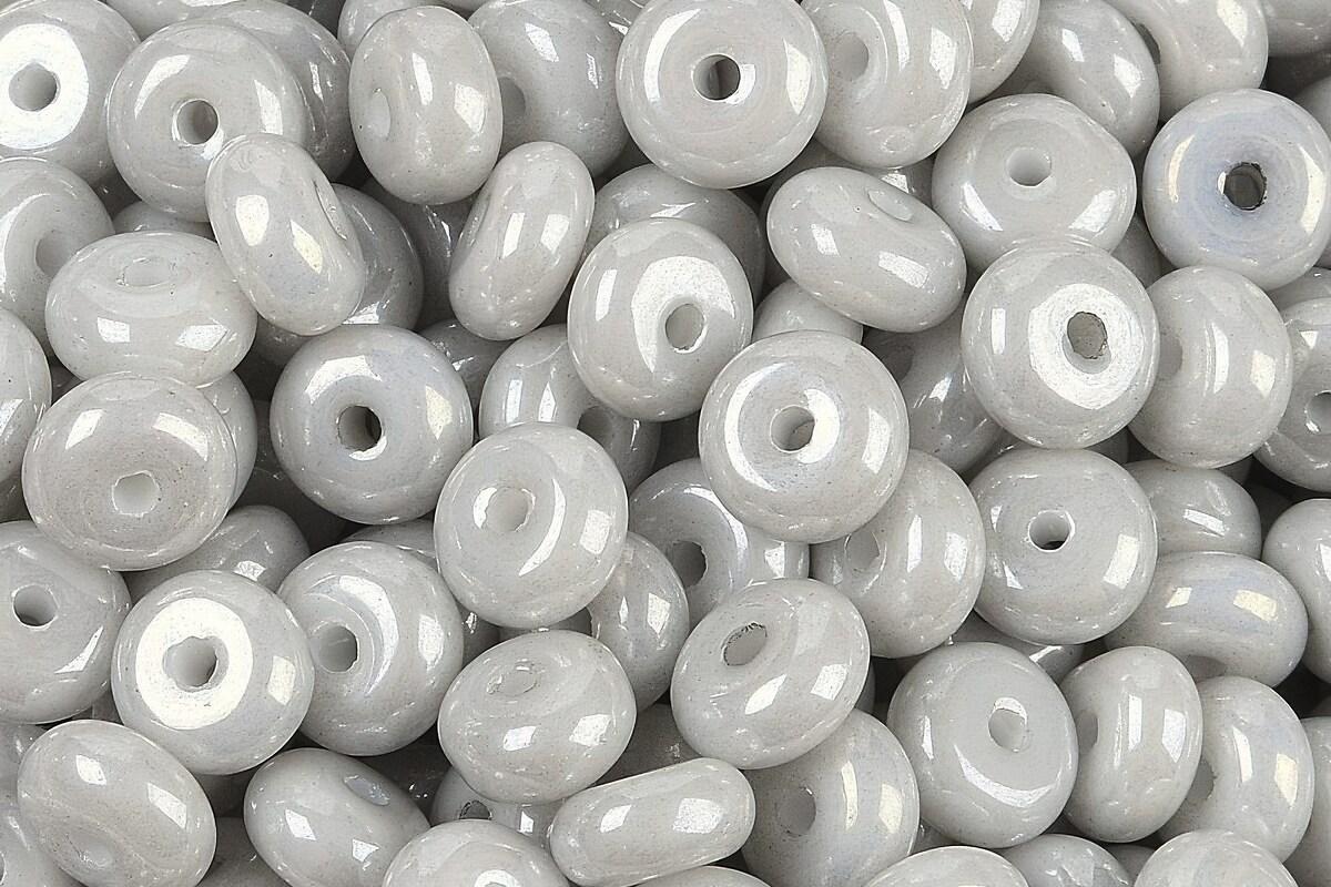 Margele de nisip de sticla rondele 3x6,5mm (50g) - gri luster