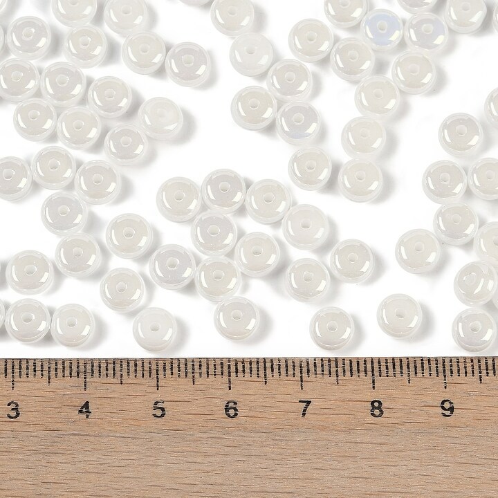 Margele de nisip de sticla rondele 3x6,5mm (50g) - alb luster