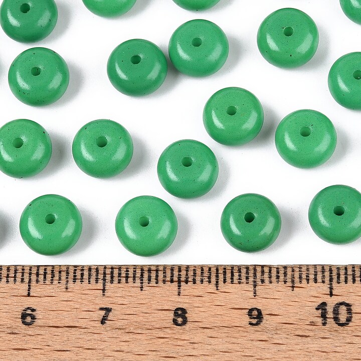 Margele de nisip de sticla rondele 5x8,5mm (50g) - verde opac