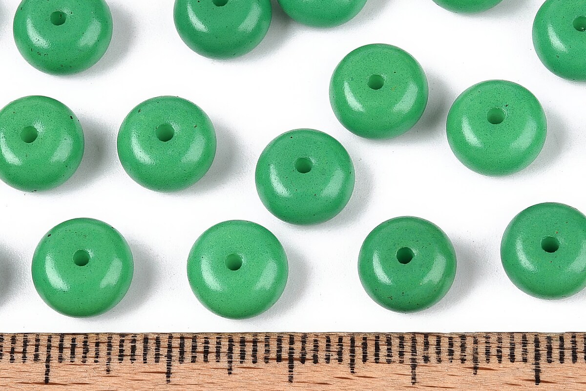 Margele de nisip de sticla rondele 5x8,5mm (50g) - verde opac