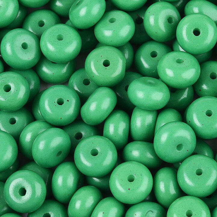 Margele de nisip de sticla rondele 5x8,5mm (50g) - verde opac