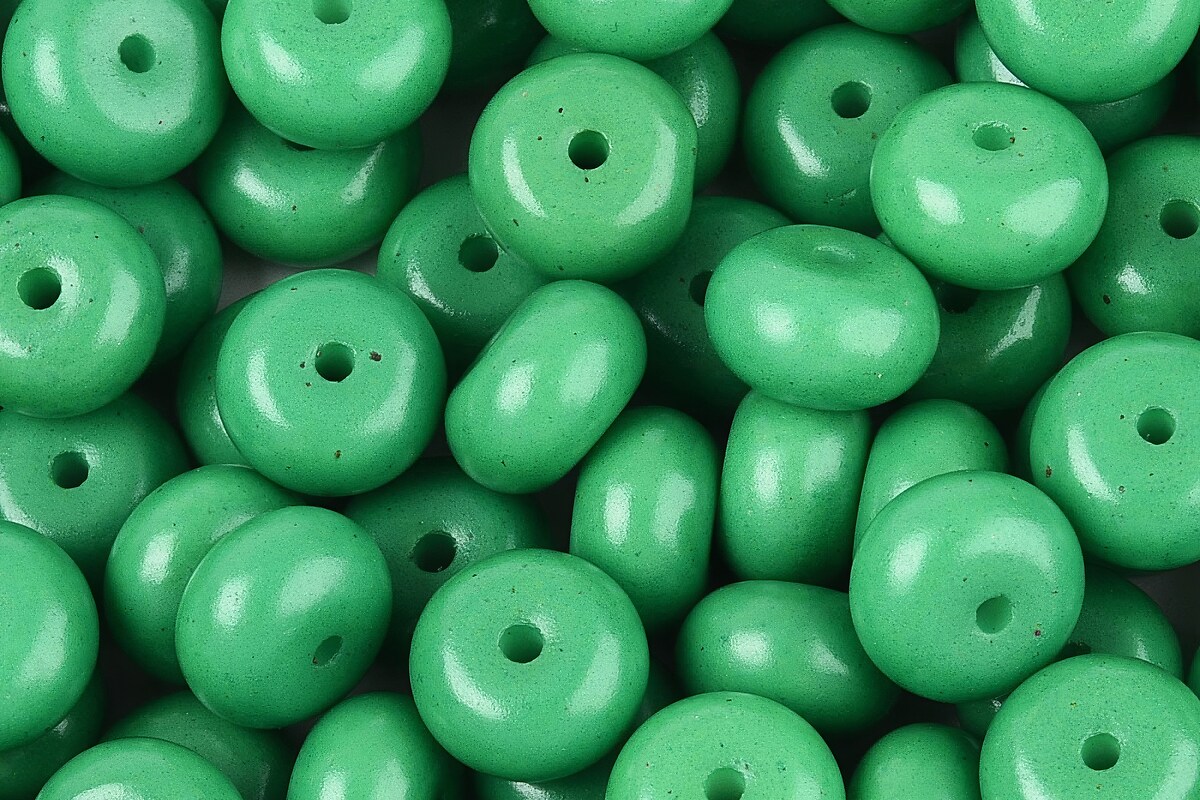 Margele de nisip de sticla rondele 5x8,5mm (50g) - verde opac