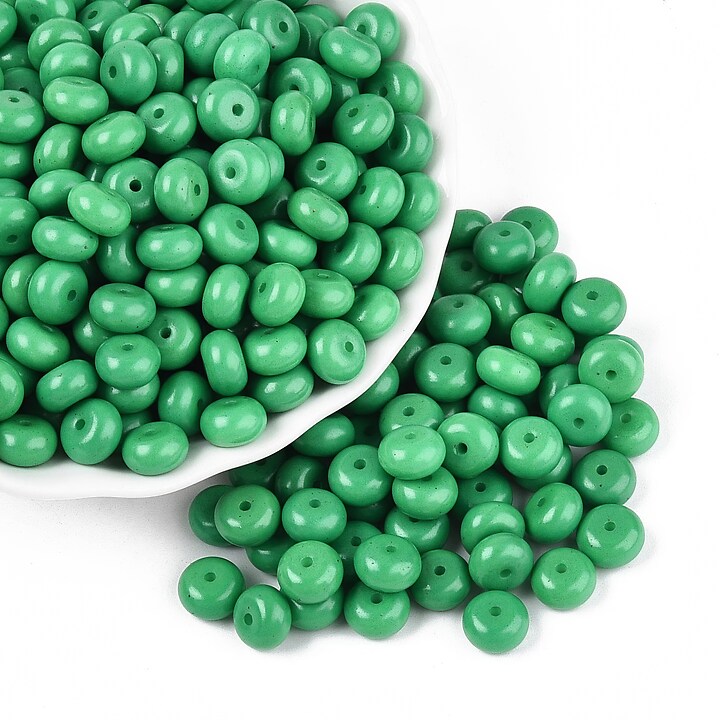 Margele de nisip de sticla rondele 5x8,5mm (50g) - verde opac