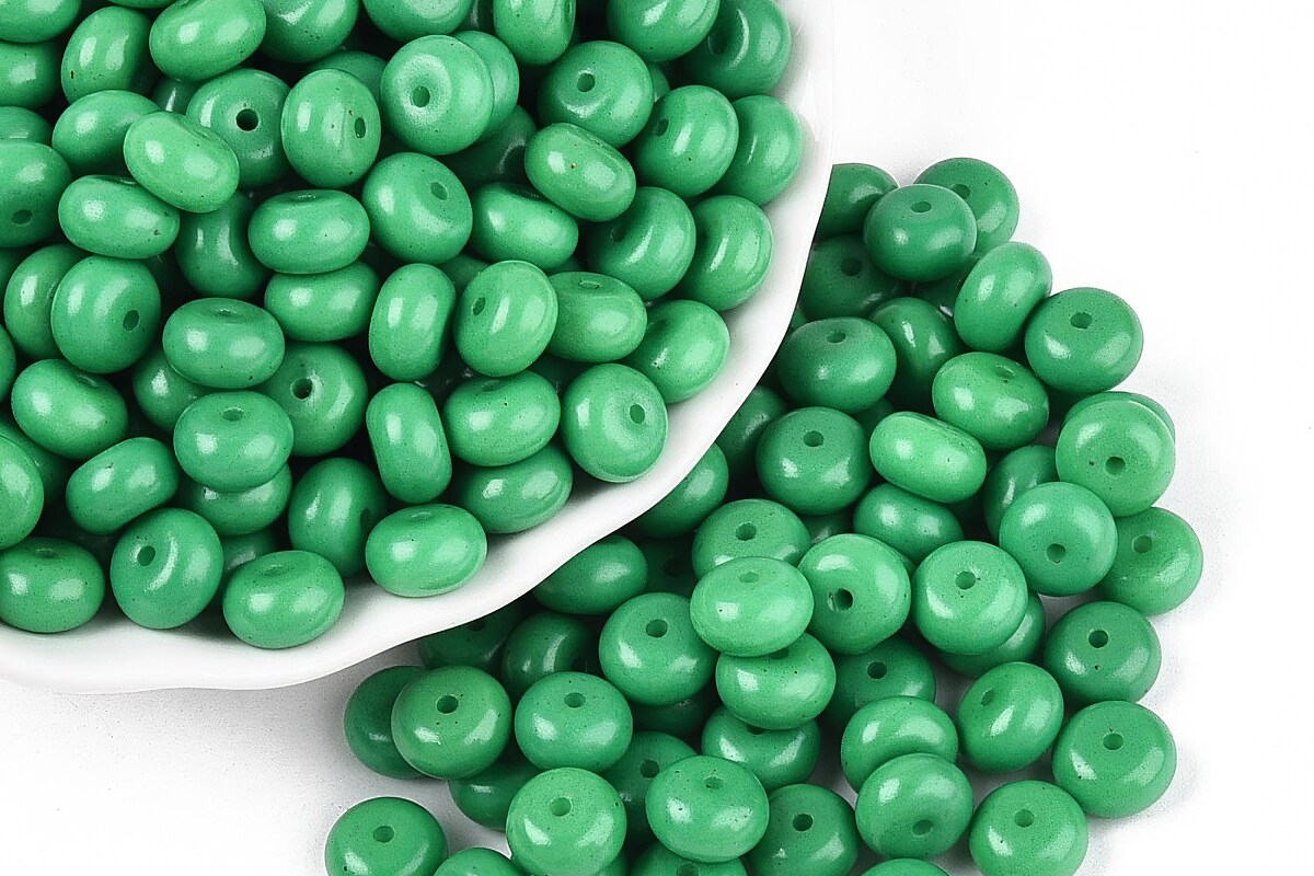Margele de nisip de sticla rondele 5x8,5mm (50g) - verde opac